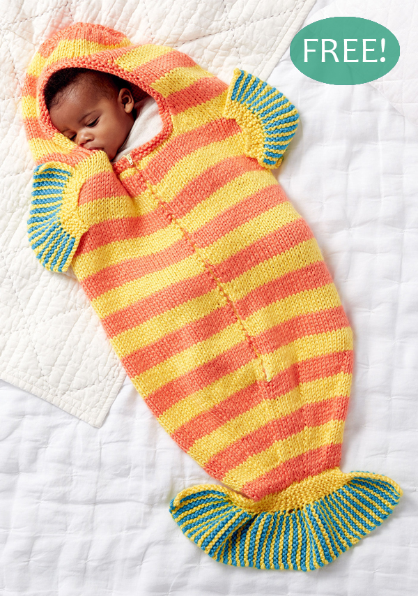 Free Knitting Pattern for Clown Fish Baby Slumber Sack