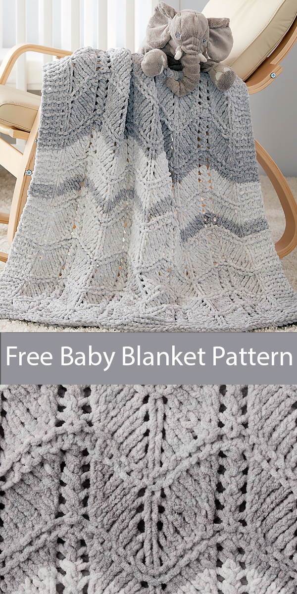 Free Knitting Pattern for Easy Quick Dappled Lacy Chevrons Knit Baby Blanket