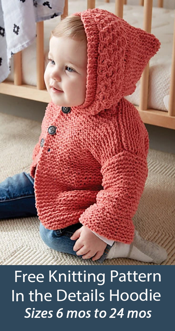 Free Baby Hoodie Knitting Pattern In the Details Garter Stitch Sweater