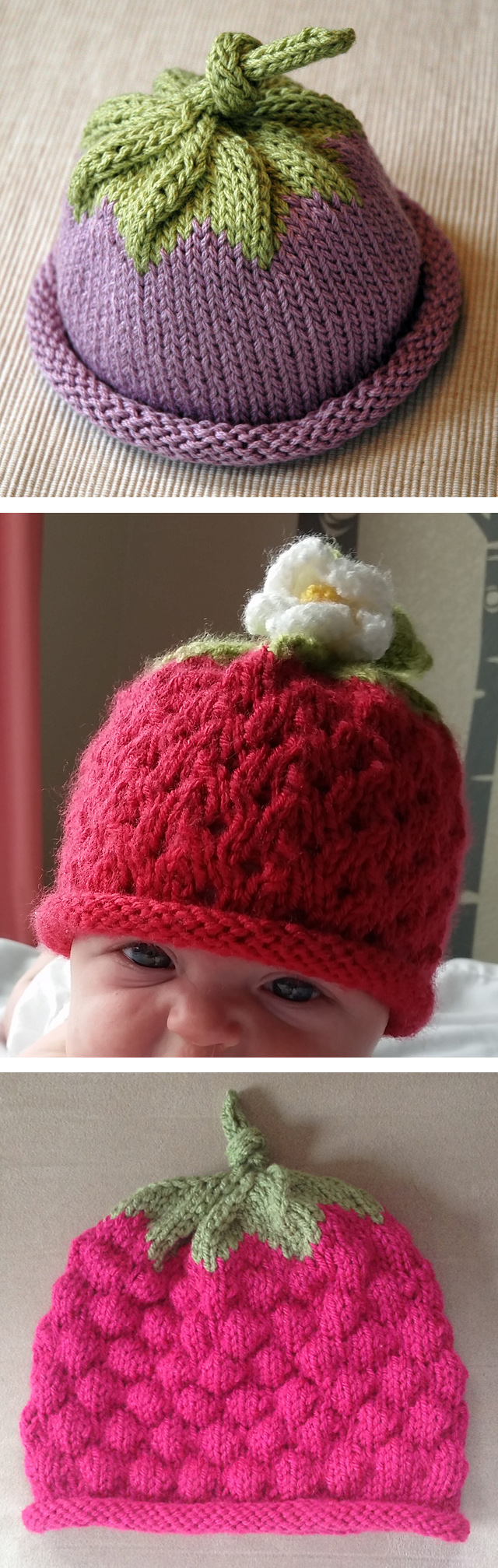 Free Knitting Pattern for Berry Baby Hat