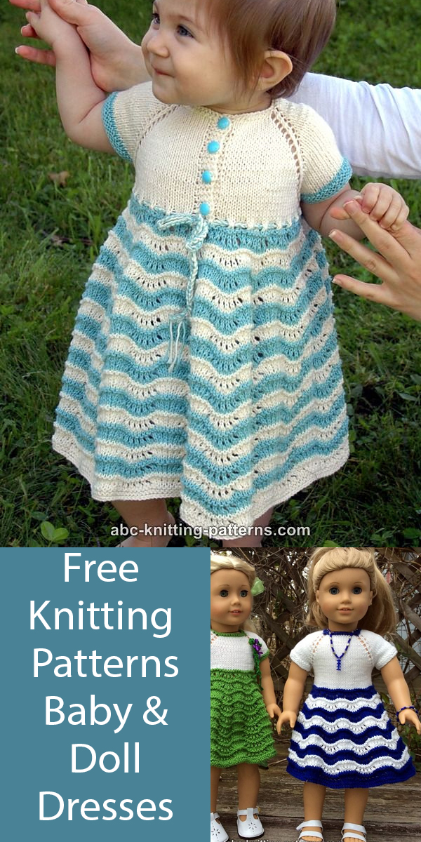 Child Dress with Matching Doll Dress Free Knitting Patterns Ocean Waves Lace Dress