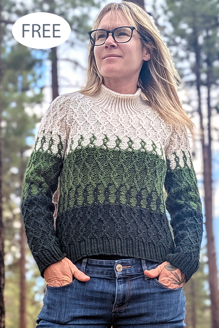Free Between the Trees Sweater	 Knitting Pattern