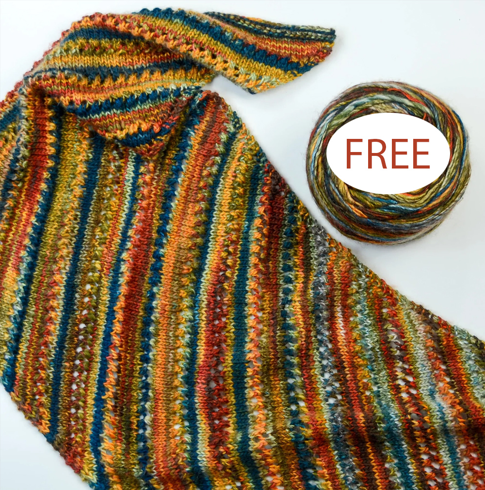 Free Bias Mesh Stripe Wrap Scarf Knitting Pattern