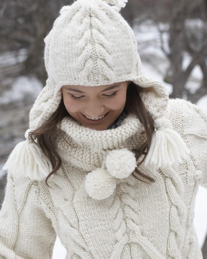 Free Knitting Pattern for Cable Earflap Hat and Matching Sweater