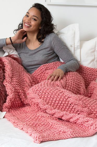 Free knitting pattern for Big Cables Throw afghan in super bulky yarn