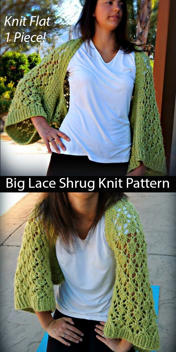 Big Lace Shrug Knitting Pattern Knit Flat