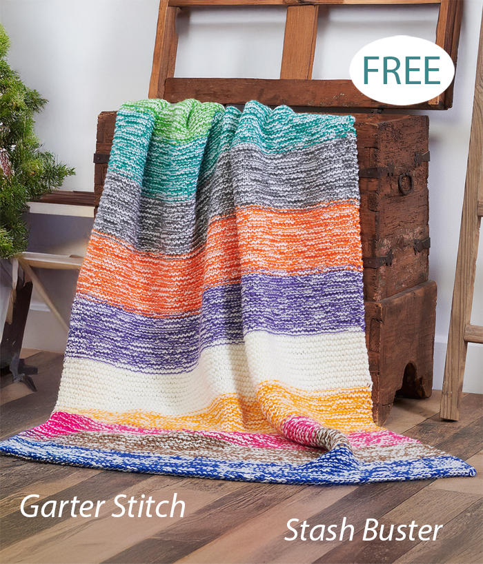 Free Big Stripes Beginner Knit Blanket Knitting Pattern