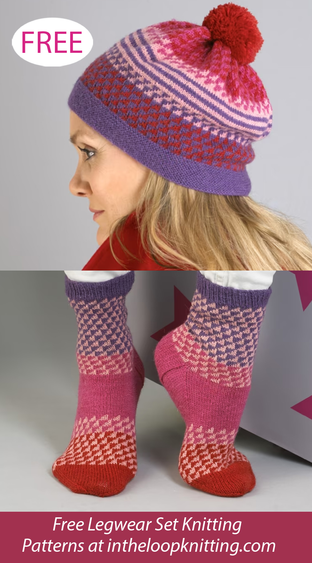 Billie Fairisle Hat and Socks Knitting Pattern Set