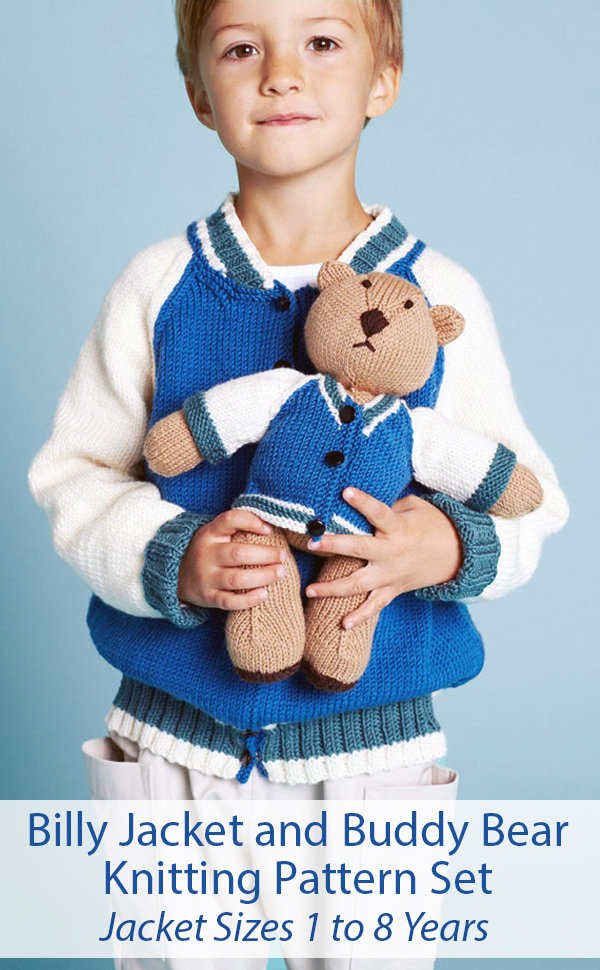 Knitting Pattern for Billy Child's Jacket and Buddy Bear Toy