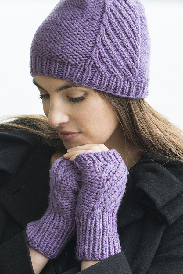 Criss Cross Knit Hat with Bow Scarf and Glove Set 