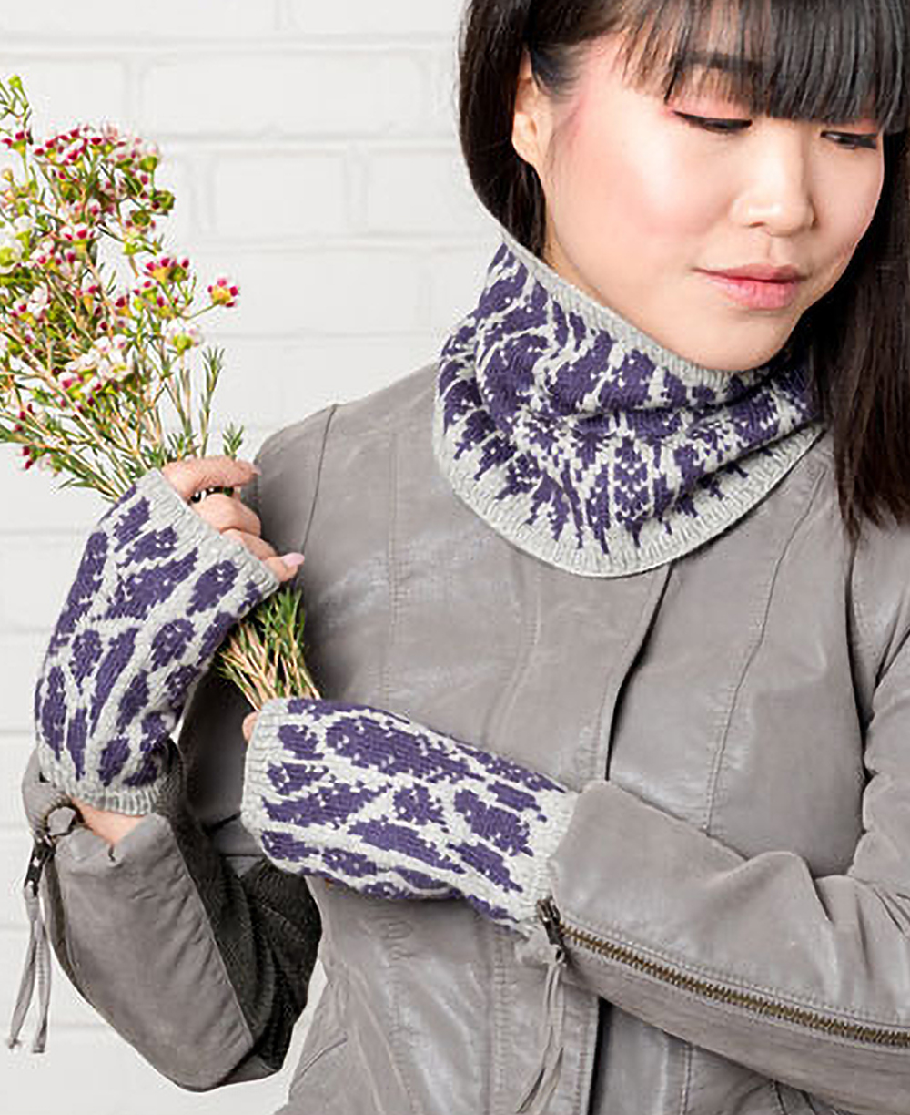 Knitting Pattern for Birdwatcher Cowl and Mitts Feather