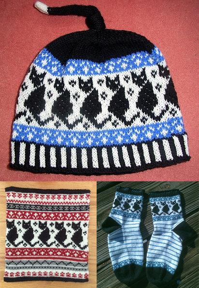 Free knitting pattern for Black Cat Beanie and more cat knitting patterns