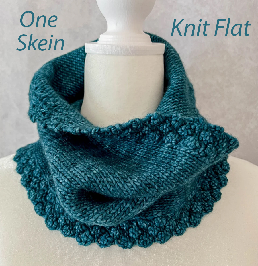 One Skein Blackberry Banded Cowl Knitting Pattern