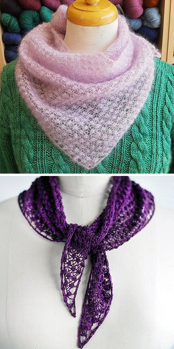 Free Knitting Pattern for 4 Row Repeat Blackberry Kerchief