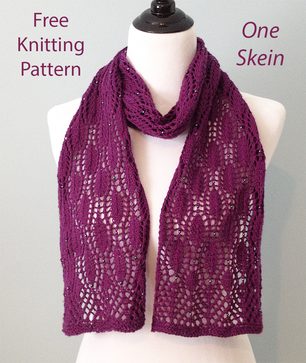 Free One Skein Blackberry Leaves Scarf Knitting Pattern