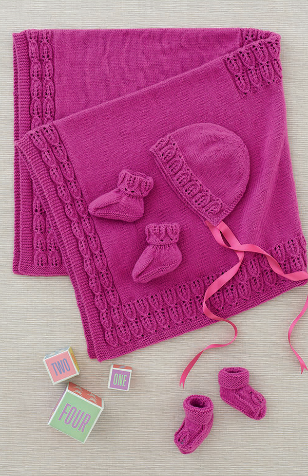 Free Baby Blanket Set Knitting Pattern for Limited Time Blanket, Bonnet, Bootees Sirdar 4739