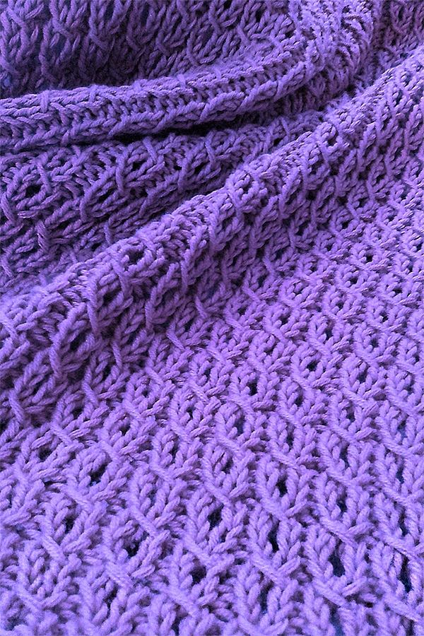Free Knitting Pattern for 4 Row Repeat Mock Cable Eyelet Baby Blanket