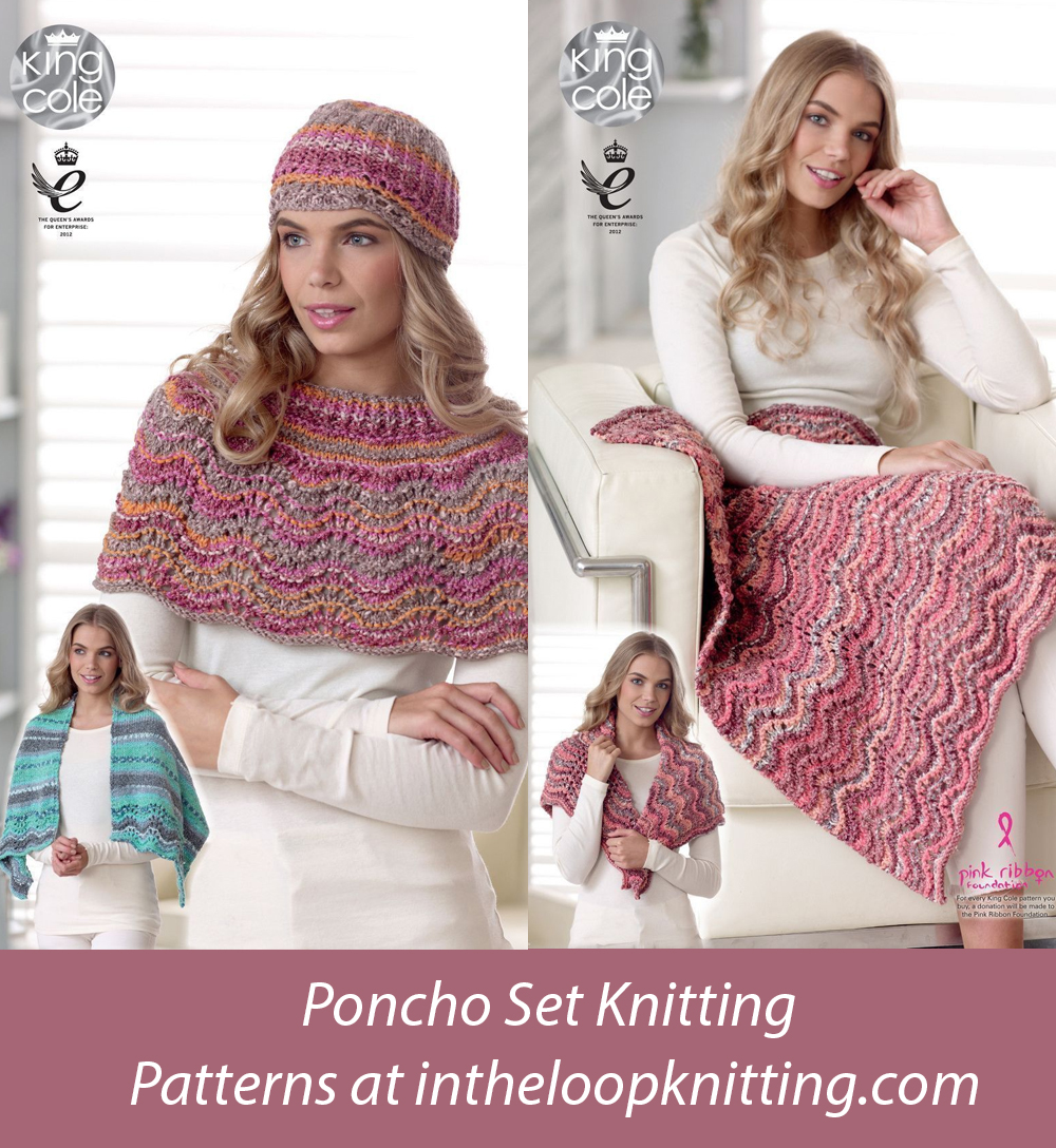 Blanket, Shawl, Shoulder Wrap and Hat in King Cole Drifter Chunky 4696 Knitting Pattern