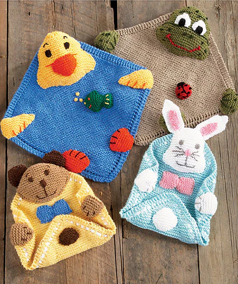 Blankie Buddy Baby Knitting Pattern Teddy, Duck, Frog, Bunny