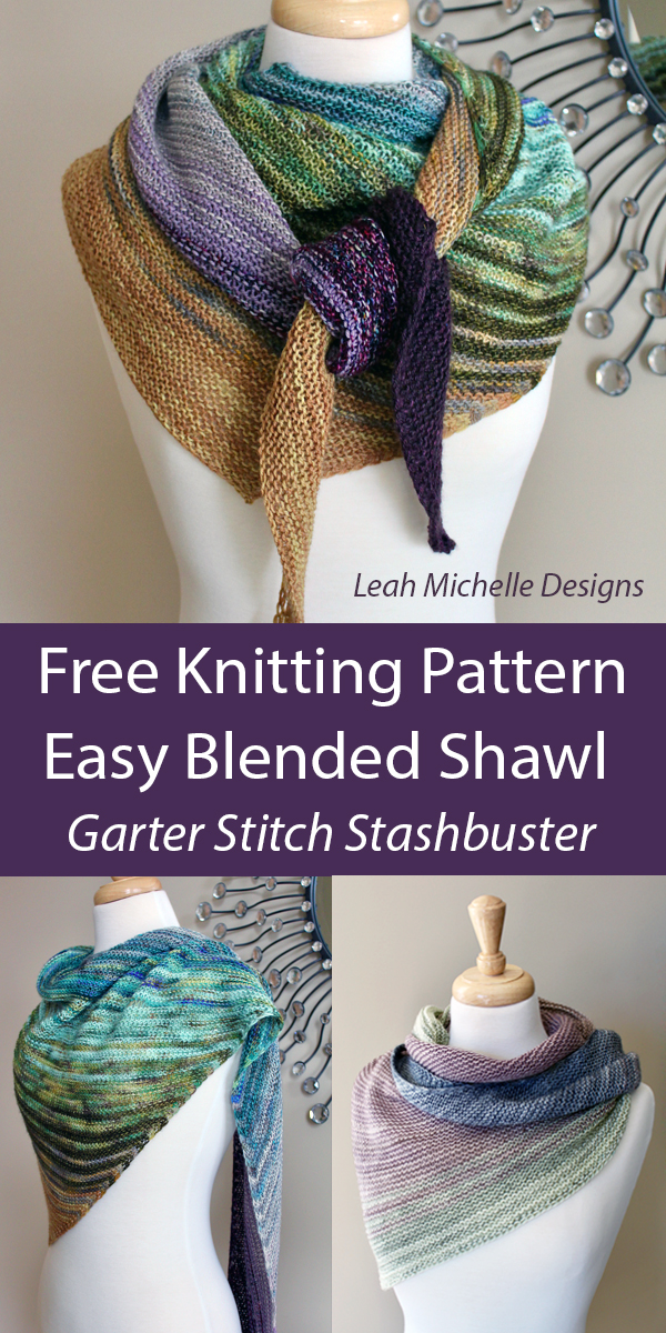 Blended Shawl Free Knitting Pattern Garter Stitch Stashbuster