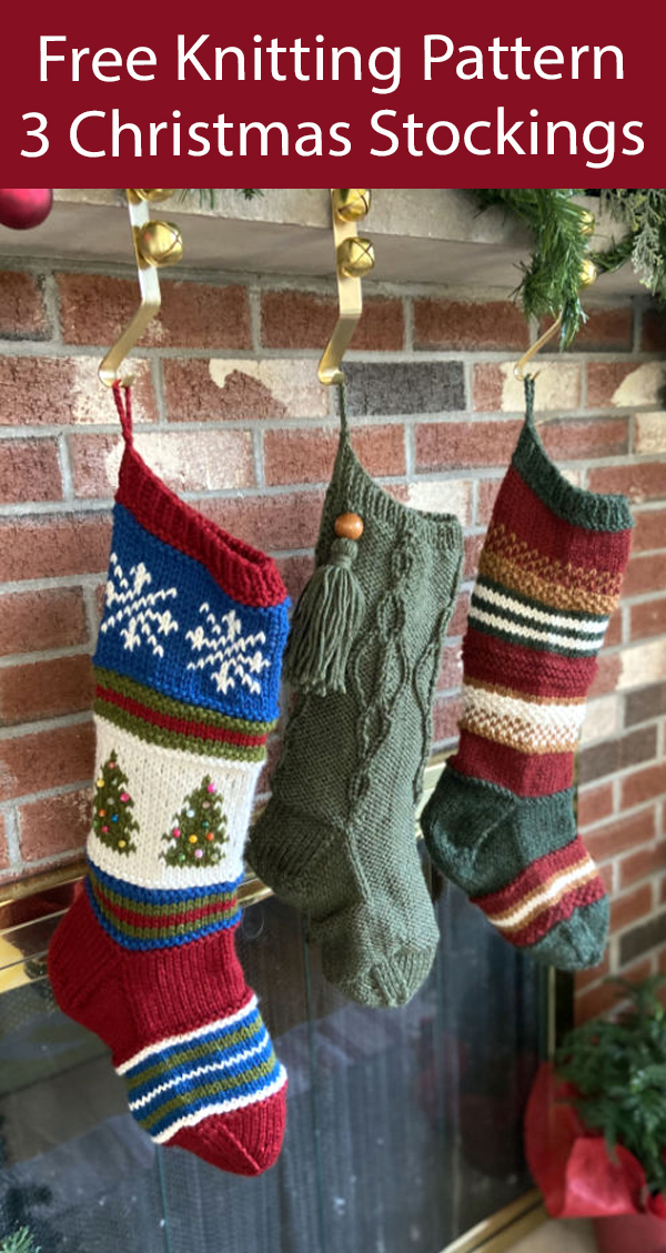 Free Christmas Stocking Knitting Patterns Blitzen, Dasher & Comet Stockings