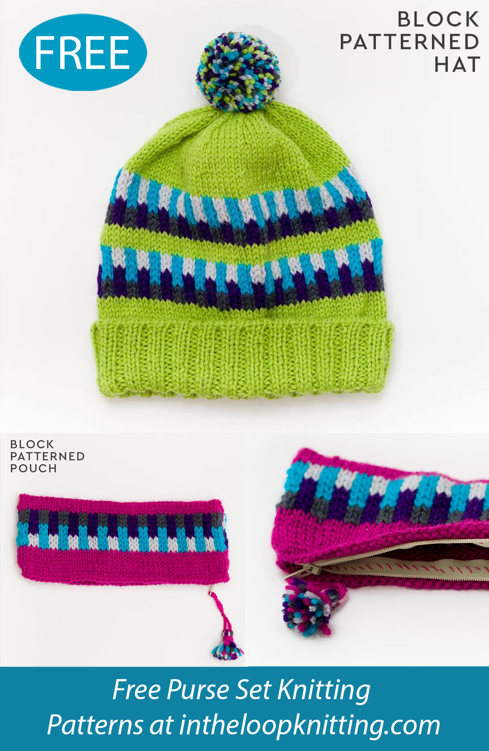 Free Hat and Pouch Knitting Pattern Set
