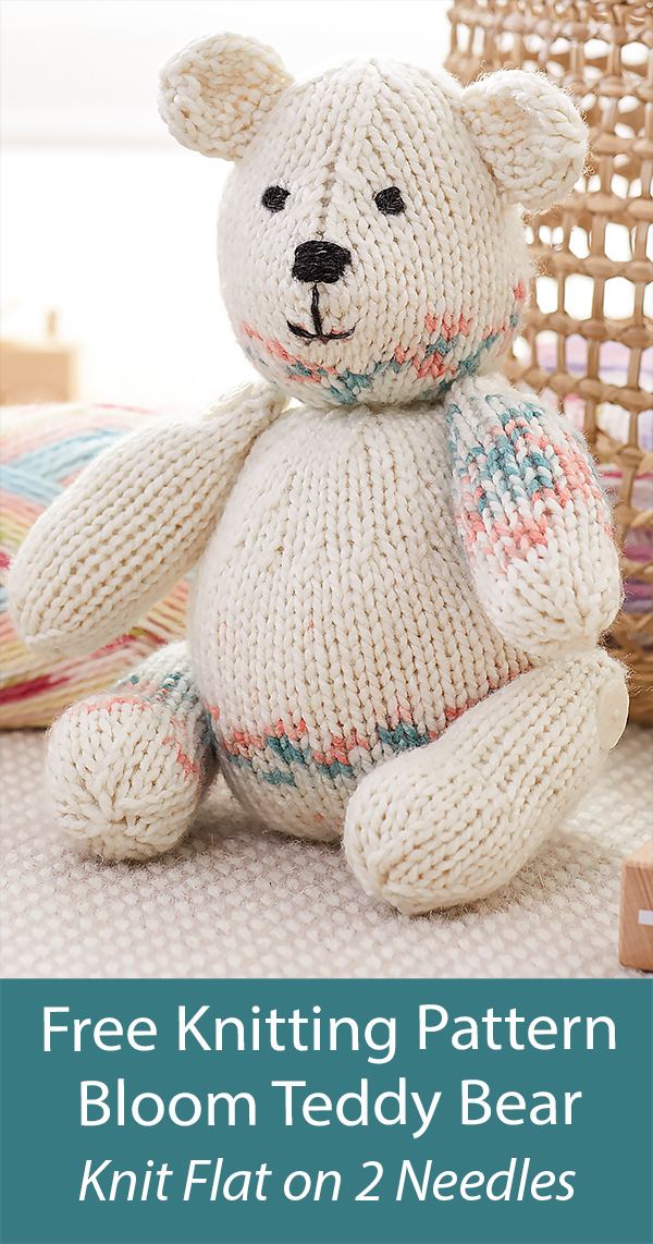 Free Teddy Bear Knitting Pattern Bloom Bear Toy Knit Flat