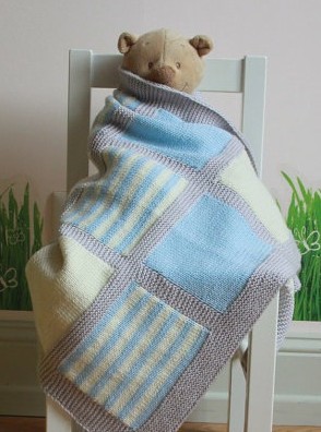 Knitting pattern for 3 Color Baby Blanket and baby blanket knitting patterns