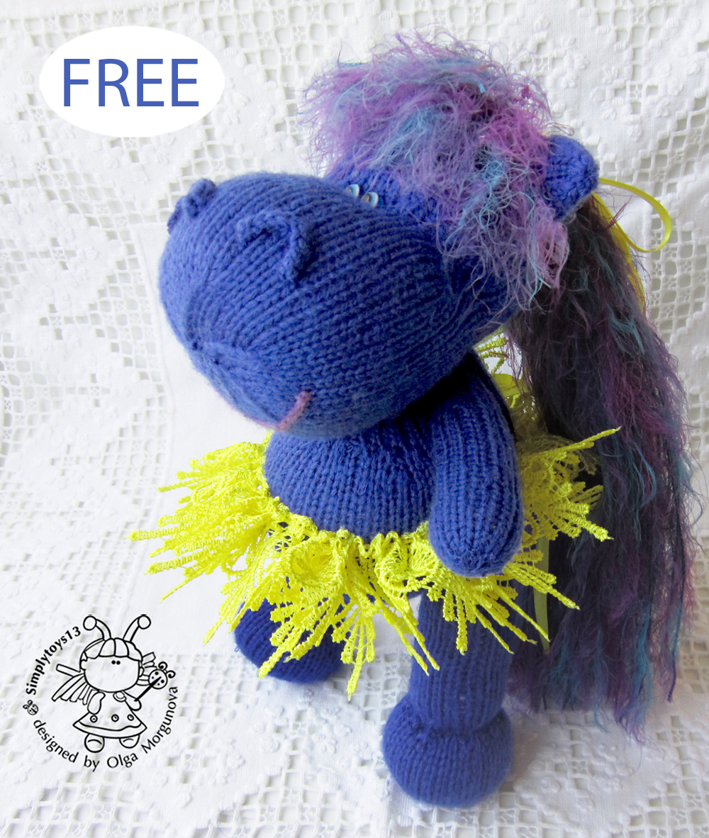 Free Hippo Knitting pattern Blue Hippo