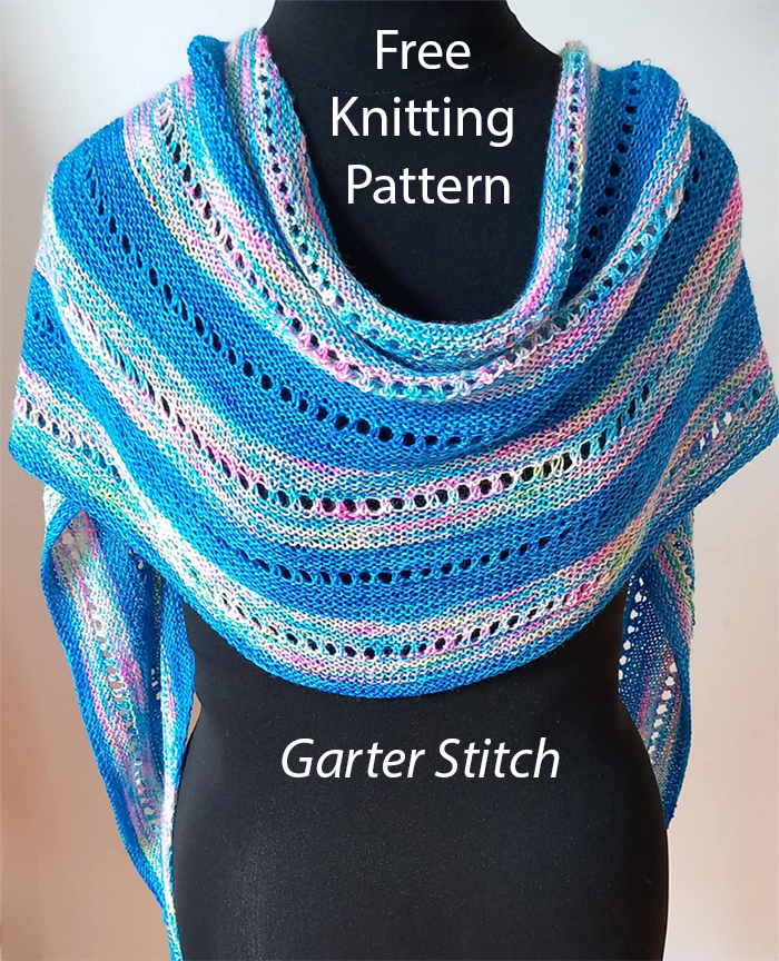 Garter Stitch Blue Hyacinth Shawl Knitting Pattern 
