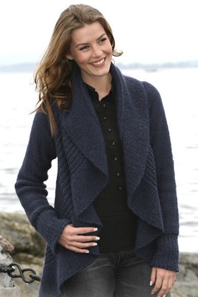 Free knitting pattern for Blue Moon Cardigan and more draped front cardigan knitting patterns