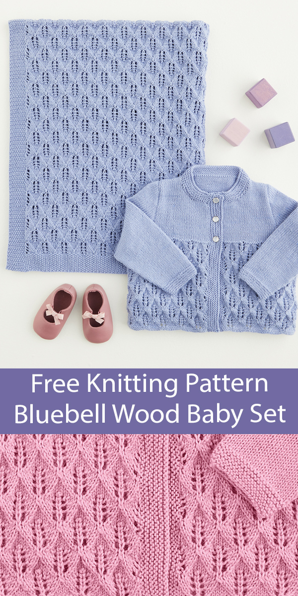 Free Baby Set Knitting Pattern Bluebell Wood Cardigan and Blanket 5436