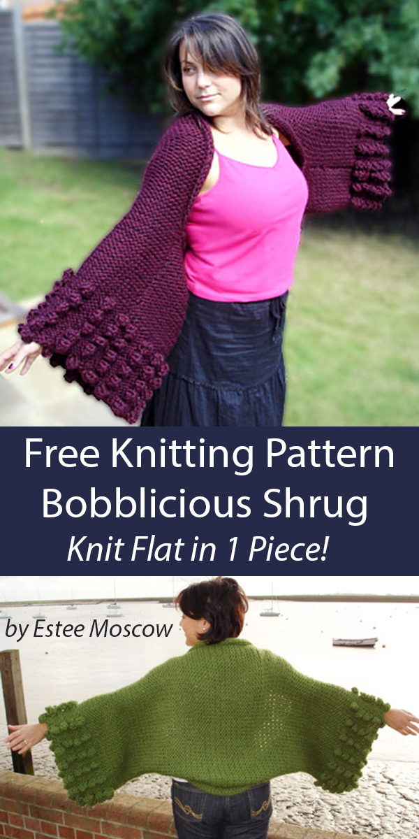 Bobblicious Shrug Free Knitting Pattern Knit Flat