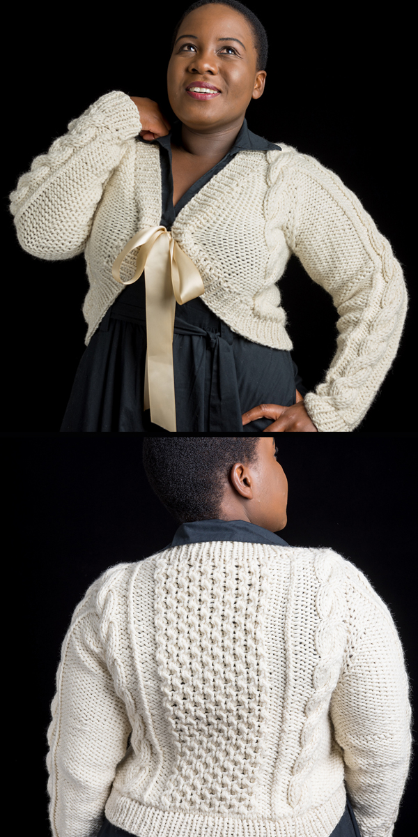 Knitting Pattern for Bontle Cardigan Shrug Sizes XS to 5XL