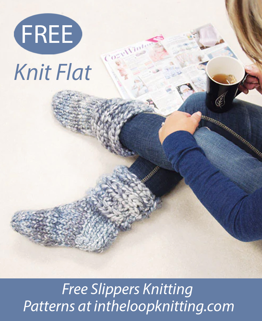 Free Boot Slippers Knit Flat Knitting Pattern