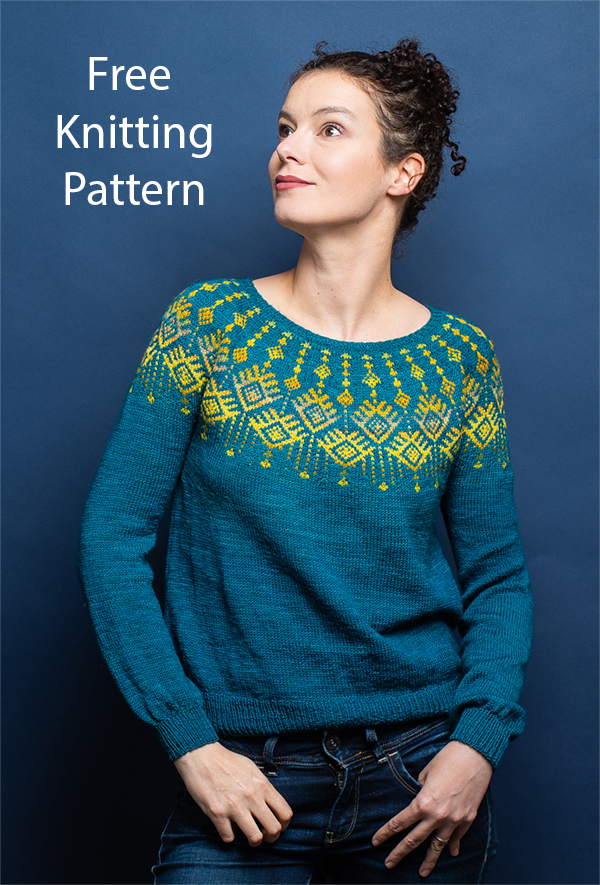 Free Boswellia Sweater Teal  Knitting Pattern