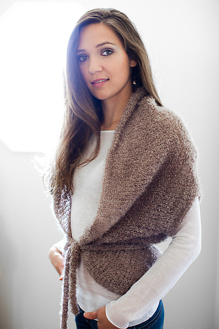 Free knitting pattern for Boucle Cocoon Shrug and more easy shrug knitting patterns