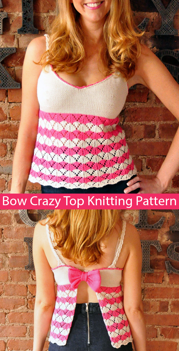 Knitting Pattern for Bow Crazy Tank Top Sizes XS-XL