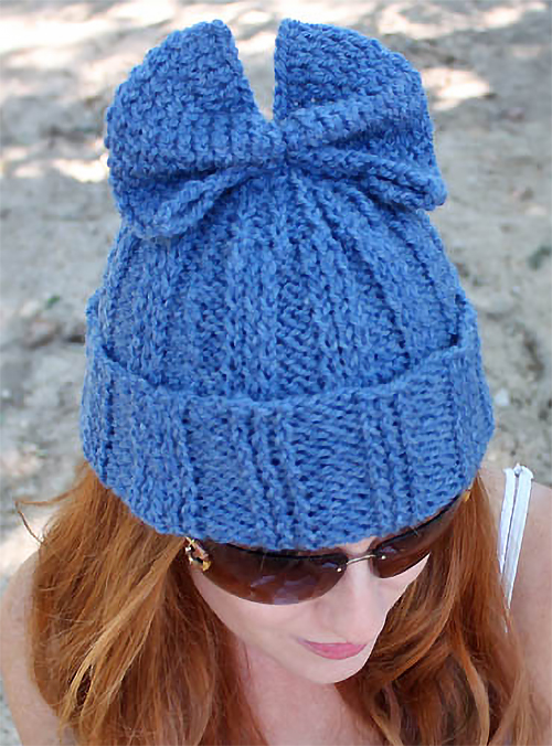 Free Knitting Pattern for Bow Hat
