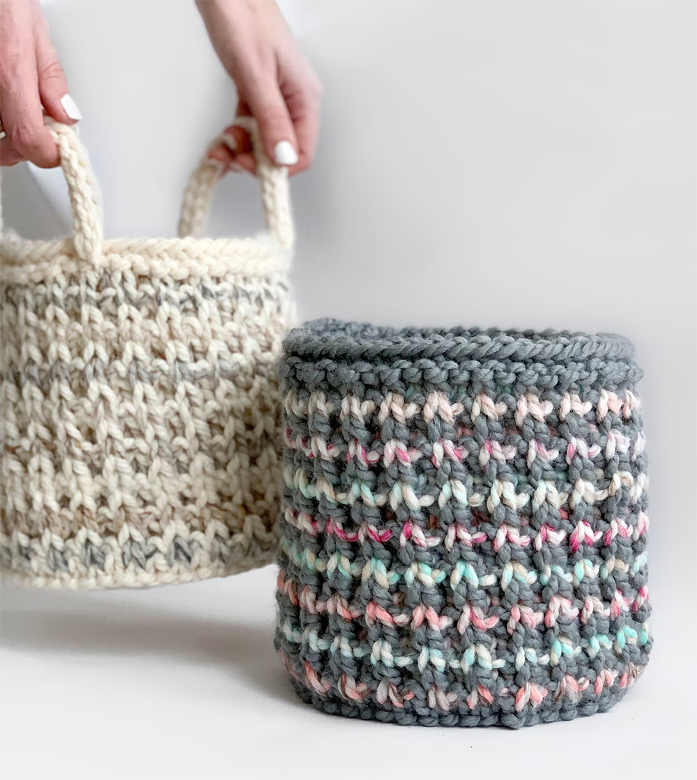 Knitting Patterns for Belmont Basket and Bowie Basket