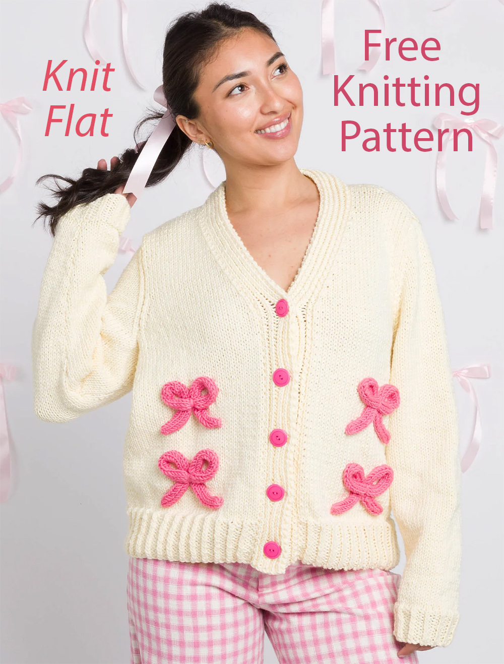 Free Bows on the Go Cardigan Knitting Pattern