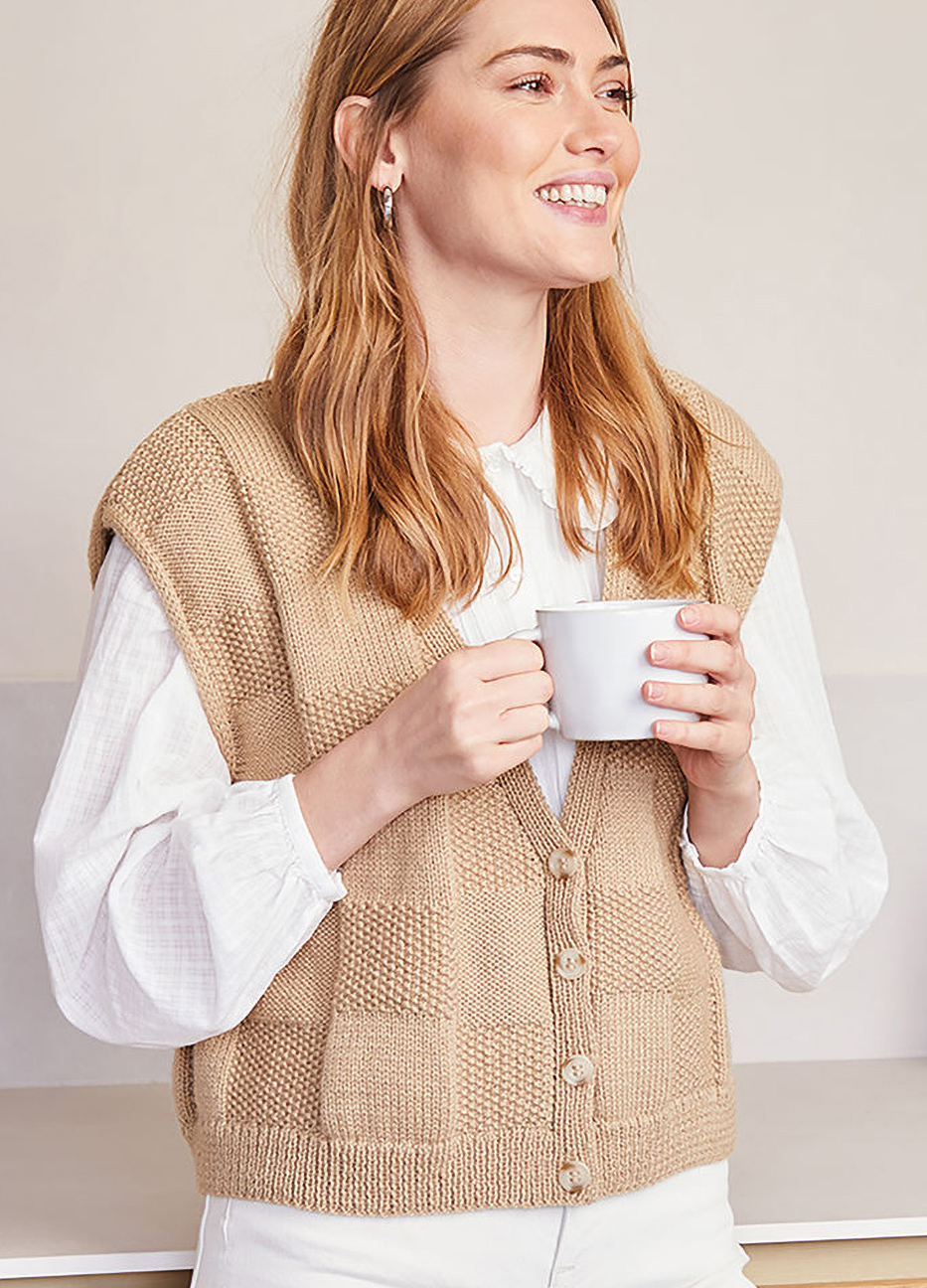 Chequer Board Waistcoat Vest Knitting Pattern