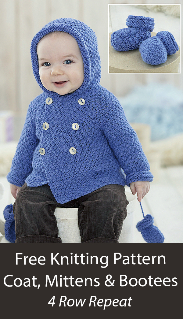 Baby Knitting Pattern Baby Coat, Mittens and Bootees Sirdar 4706