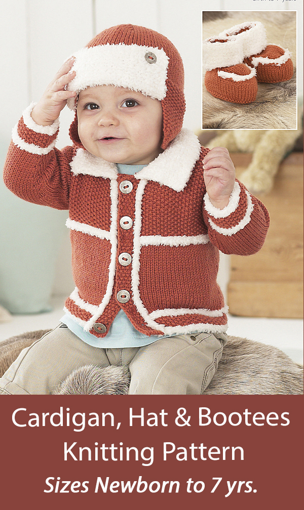 Baby and Child Knitting Pattern Cardigan, Hat & Bootees Sirdar 1476