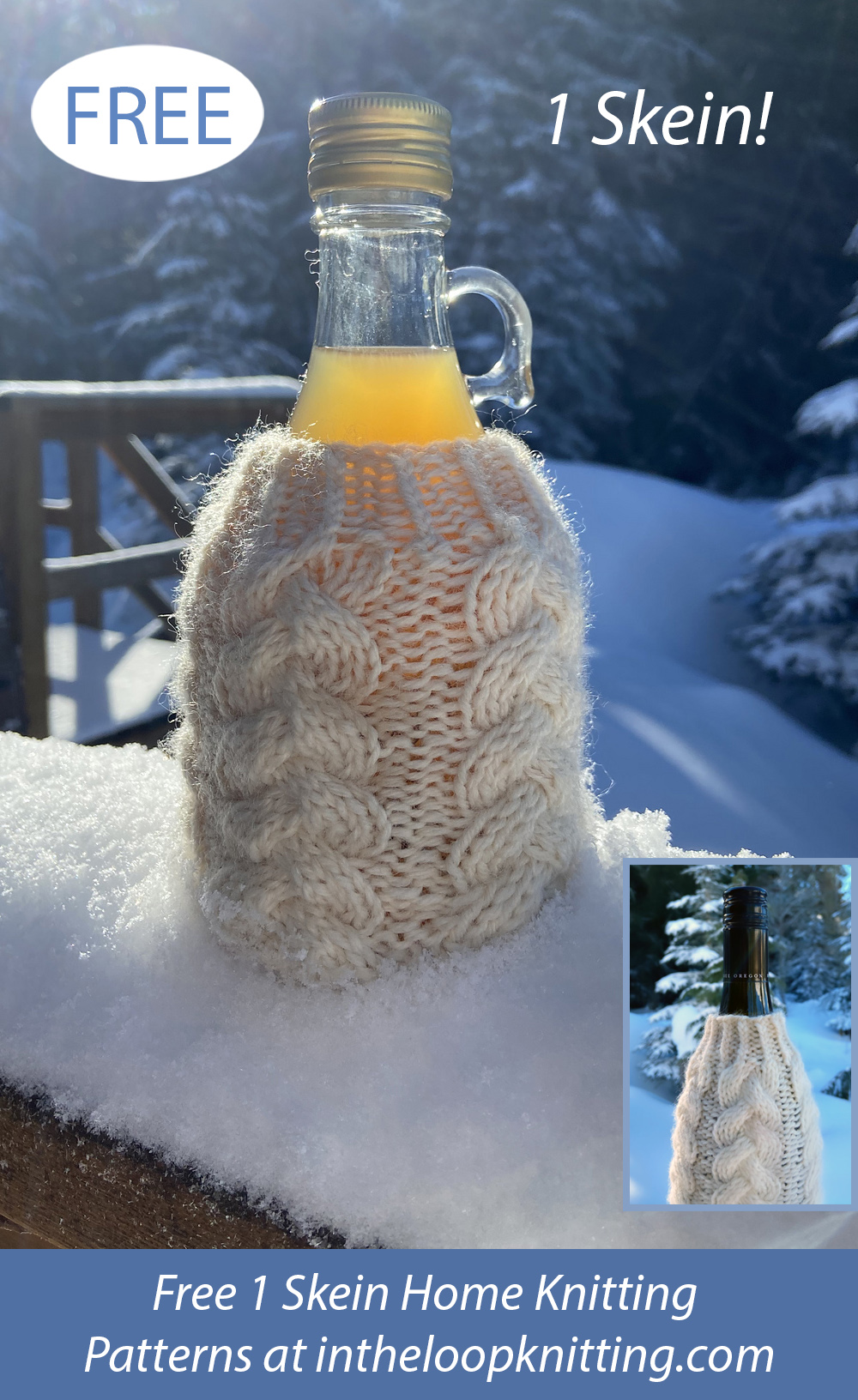 Free One Skein Braided Cable Bottle Cozy Knitting Pattern