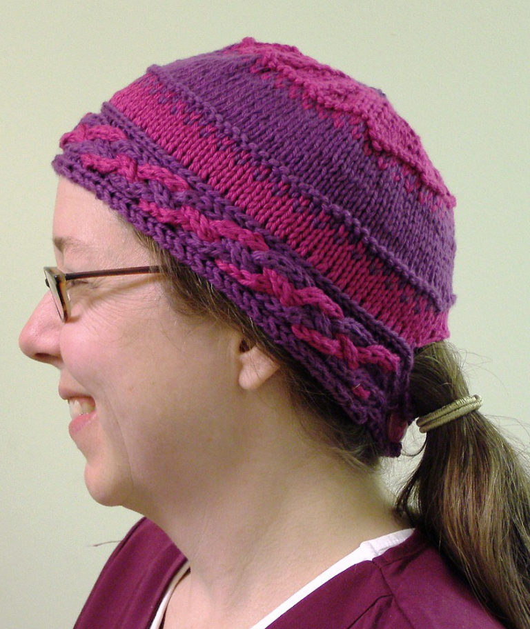Free Knitting Pattern for Braid Band Ponytail Hat