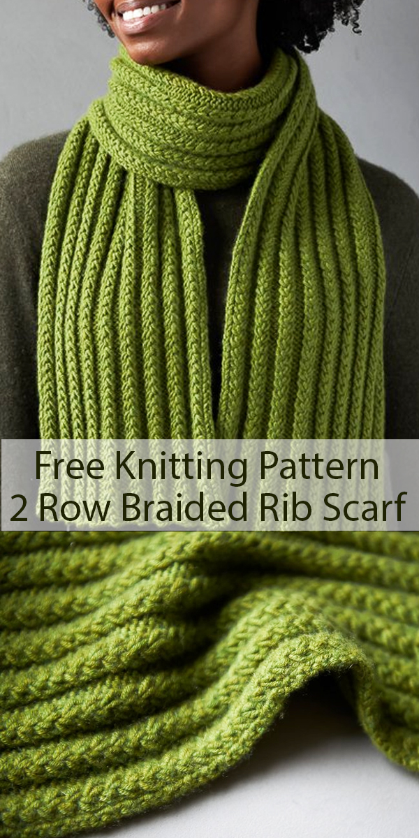 Free Knitting Pattern for 2 Row Repeat Braided Rib Scarf