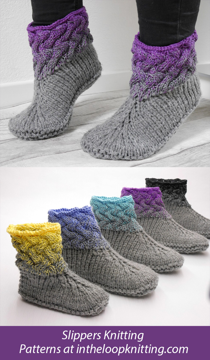 Braided Cuff Slippers Knitting pattern Slippers