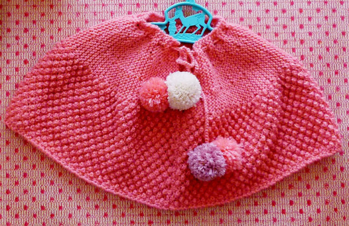 Free Knitting Pattern for Bramble Stitch Baby Poncho