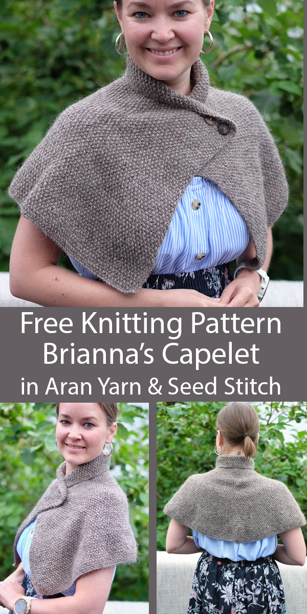 Knitting Pattern for Brianna's Capelet in Seed Stitch and Aran Weight Yarn